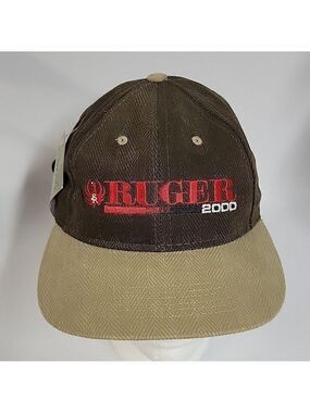 NWT Vintage Ruger 2000 Ballcap, Brown/Tan, Adjustable Strap with Metal Grip
